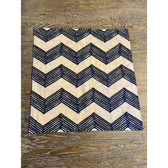 Pottery Barn Other - NWT POTTERY BARN Embroidered Linen Cotton Pillow Cover Beige Blue 18x18